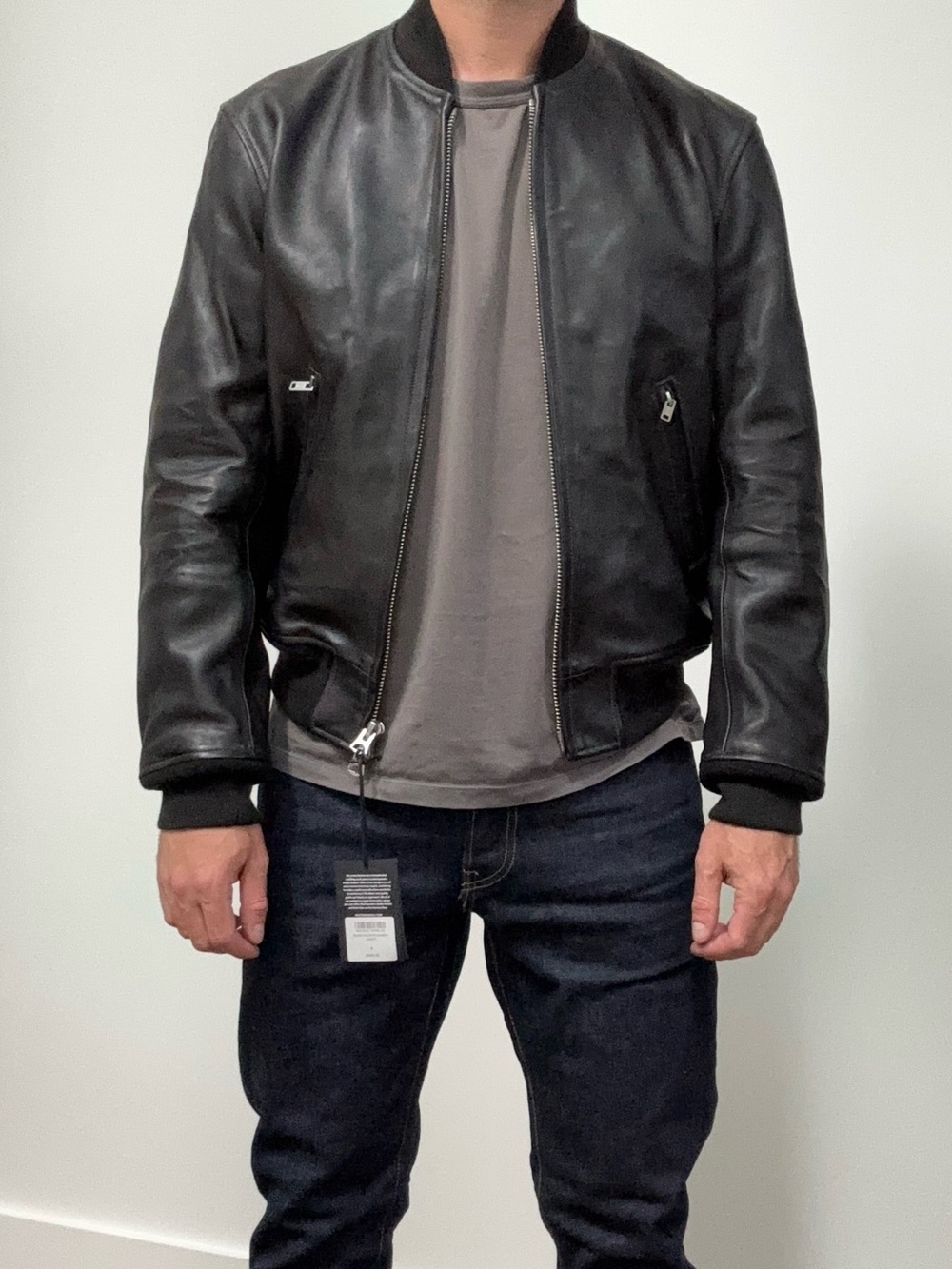 Buck Mason Men’s Bruiser Leather Bomber Jacket Size Small Black New